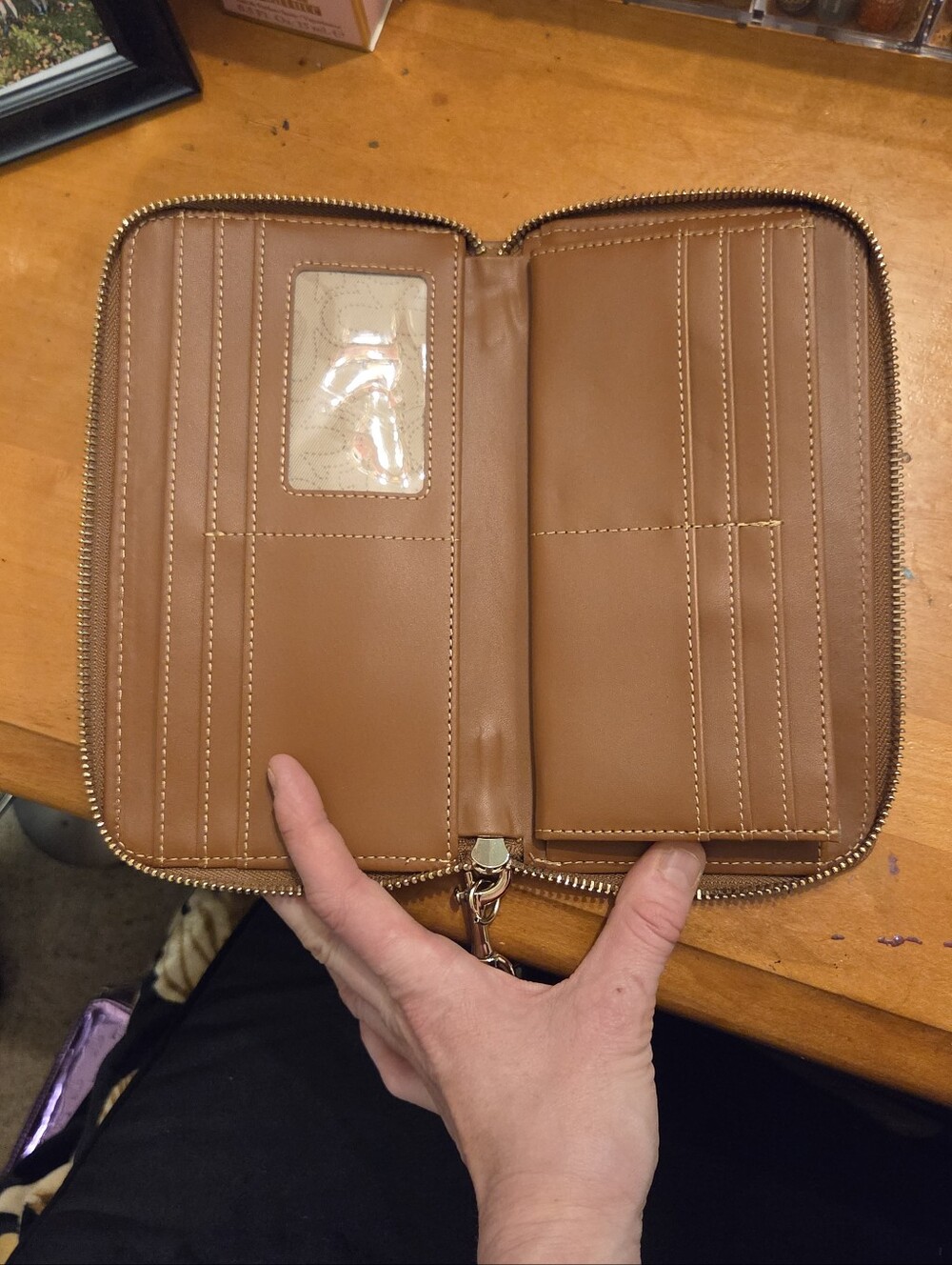 True Religion Denim & Tan Zip-Around Wristlet Wallet - Picture 3 of 3